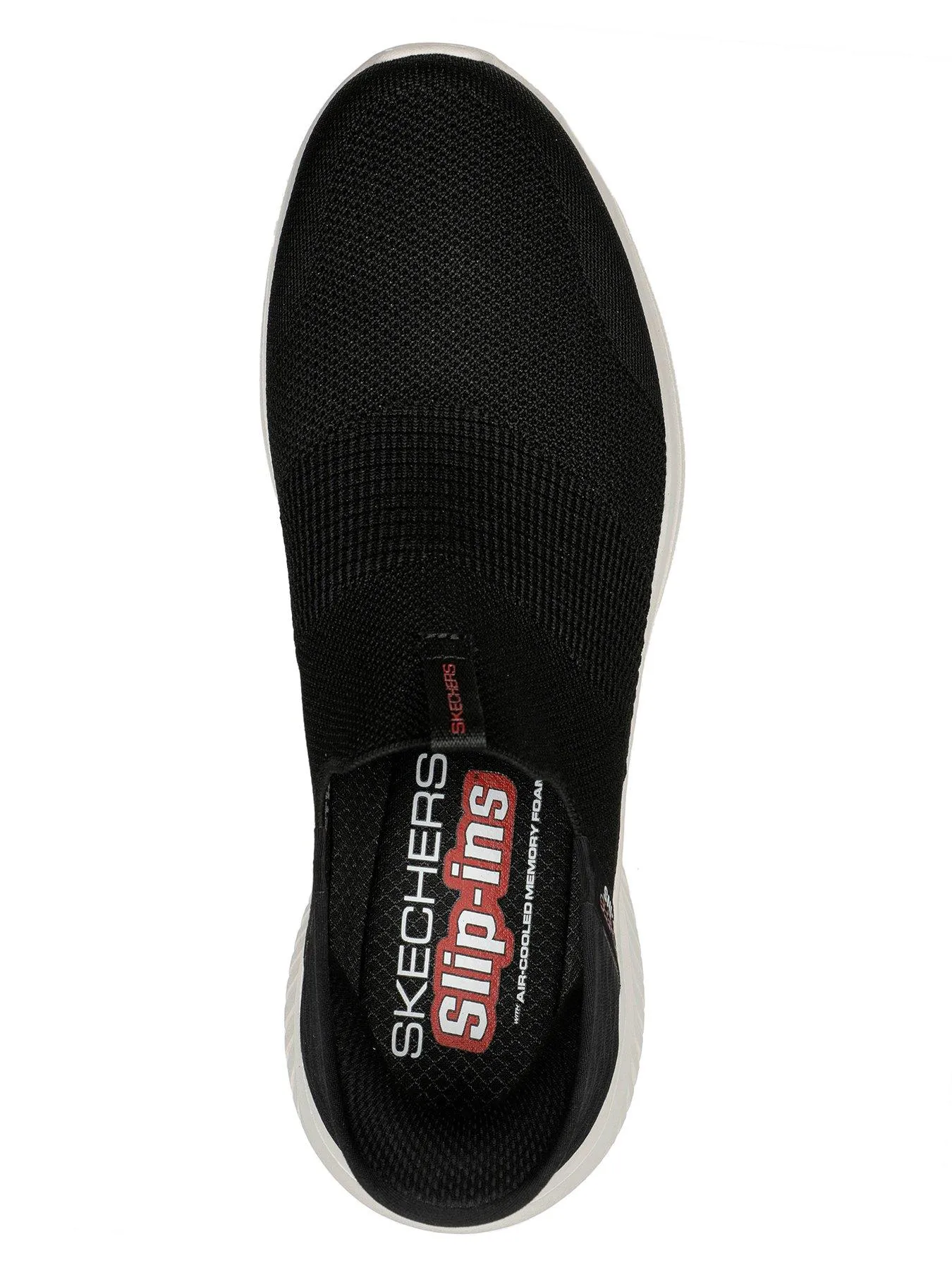 Skechers Ultra-Flex Slip-Ins Trainers - Black Knit/Red Trim