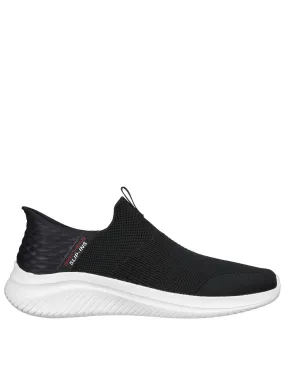 Skechers Ultra-Flex Slip-Ins Trainers - Black Knit/Red Trim