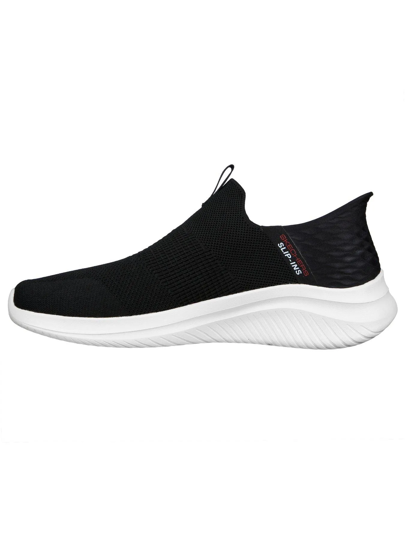 Skechers Ultra-Flex Slip-Ins Trainers - Black Knit/Red Trim