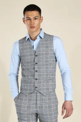 Skinny Grey Check Vest