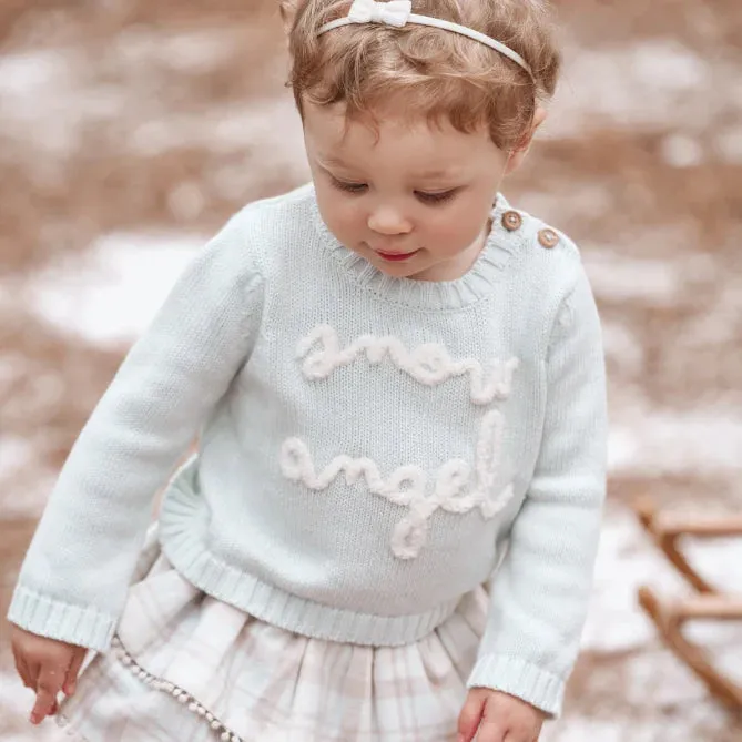 Snow Angel Sweater, Plaid Skirt, & Pom Hat Set