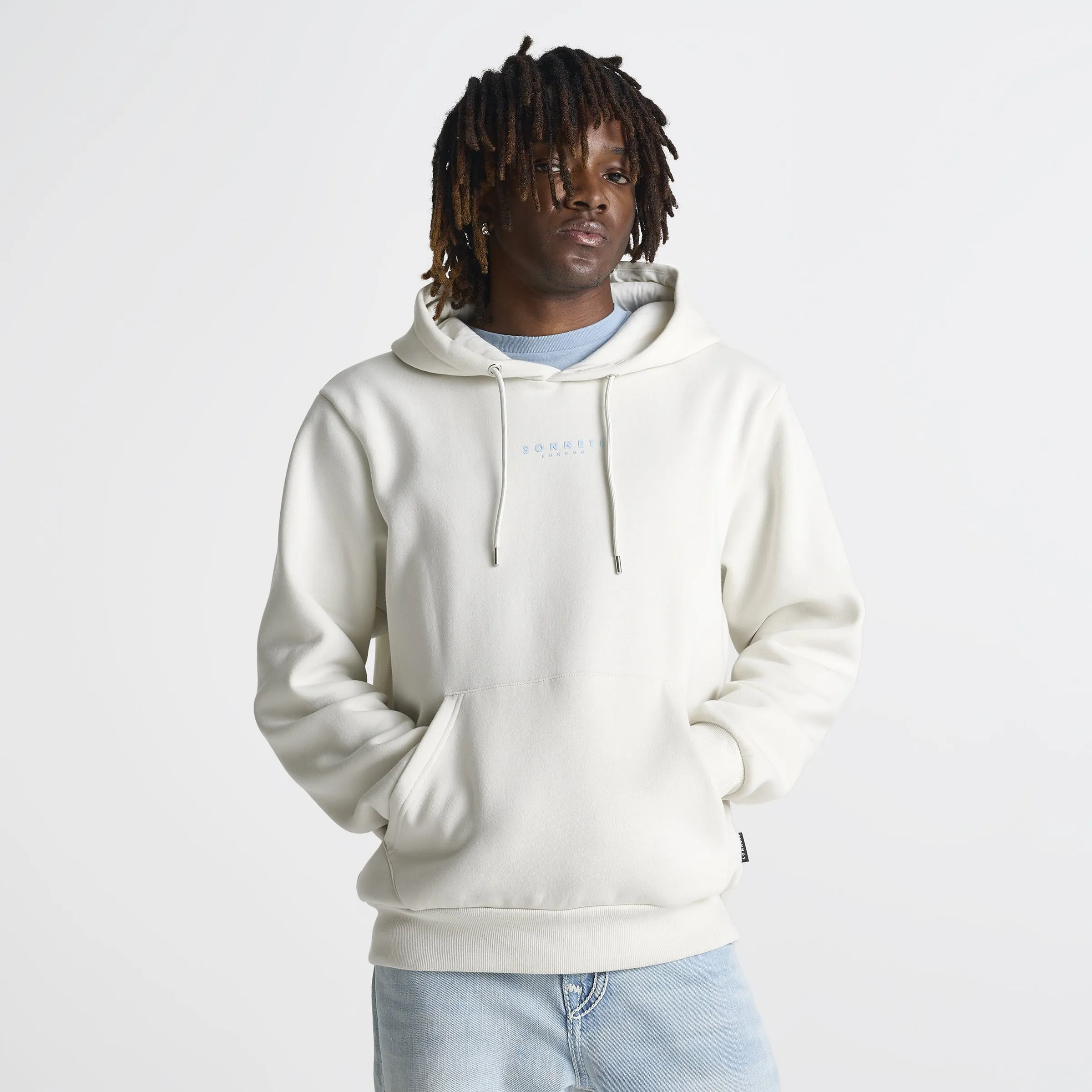 Sonneti London Fleece Pullover Hoodie / White Onyx