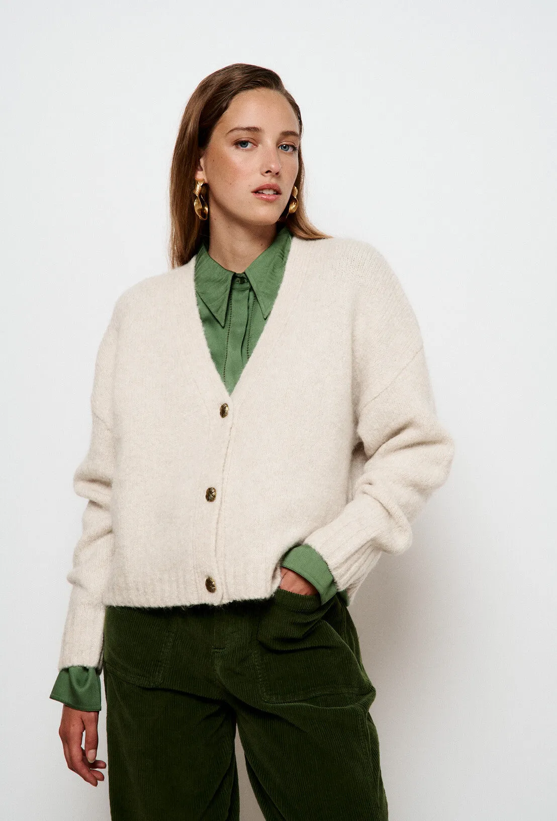 Stella Forest MONIQUE V- NECK LOOSE CARDIGAN