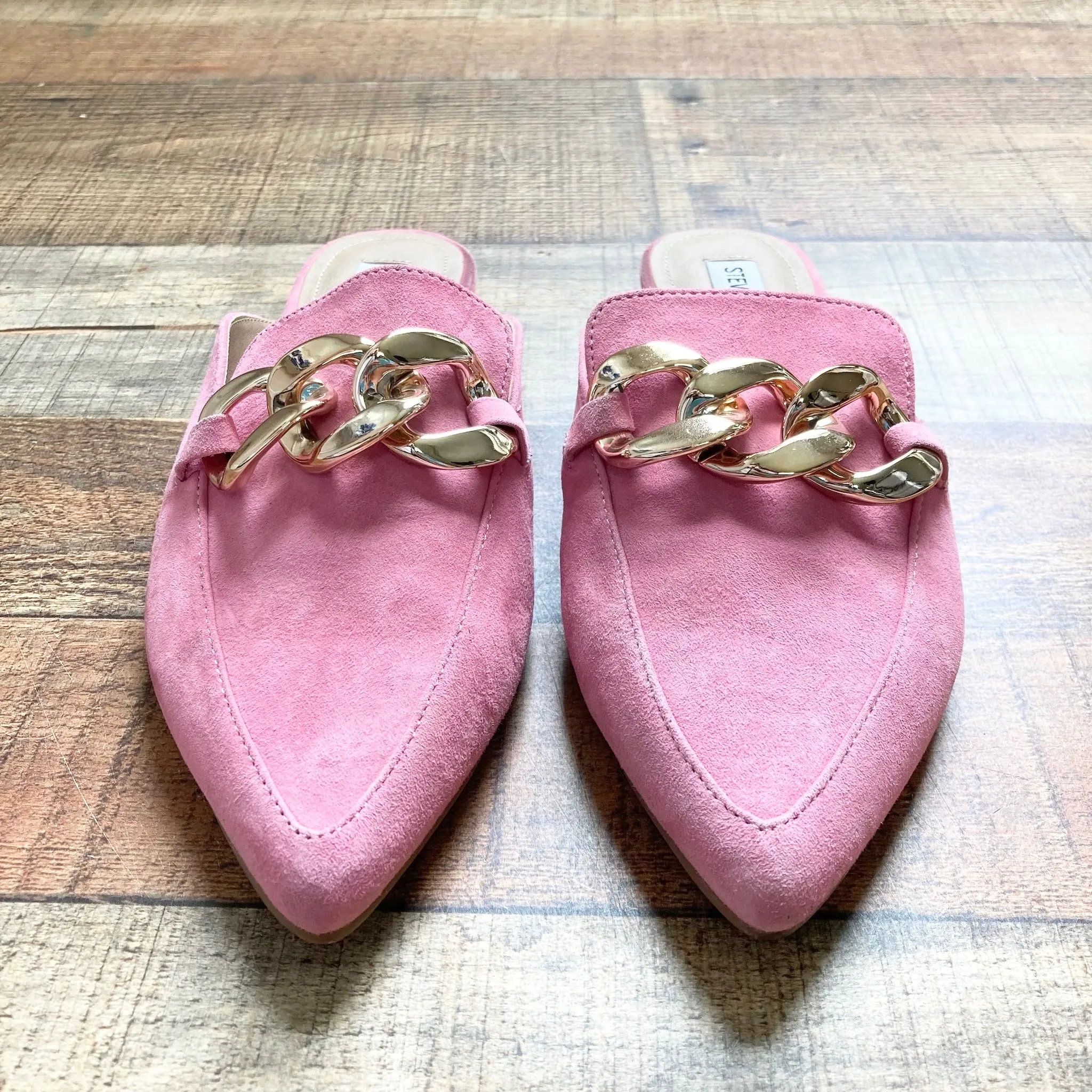 Steve Madden Pink Suede Chain Mules- Size 8.5 (see notes)