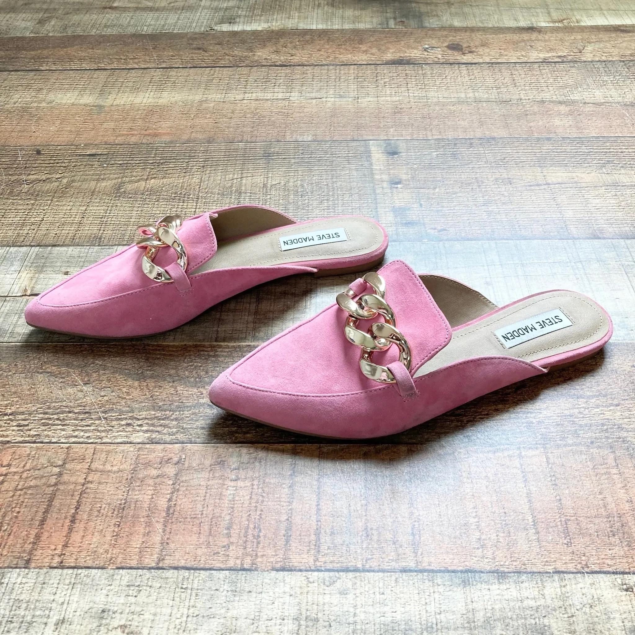 Steve Madden Pink Suede Chain Mules- Size 8.5 (see notes)