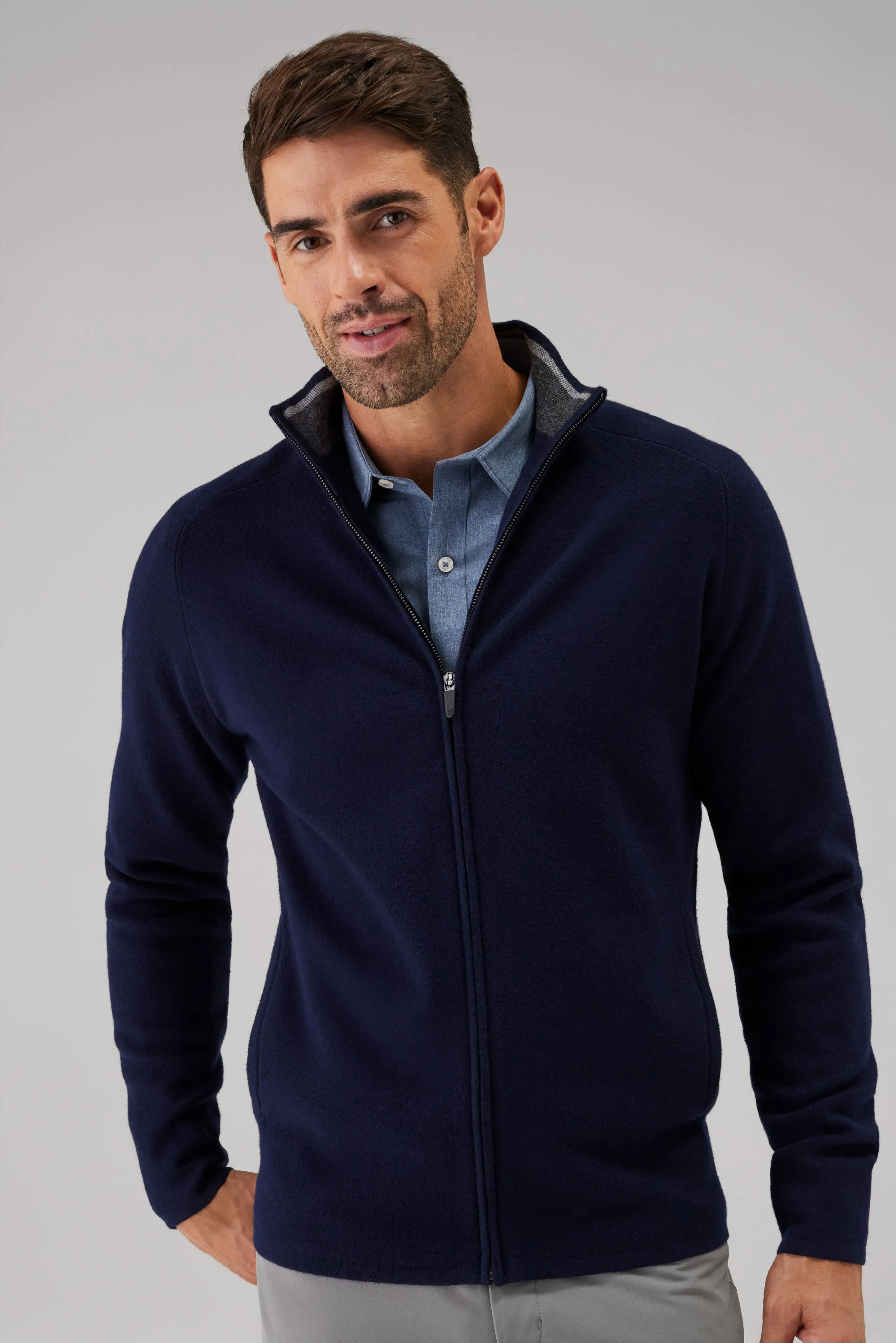 Tech Merino Full-Zip Sweater Charcoal Heather