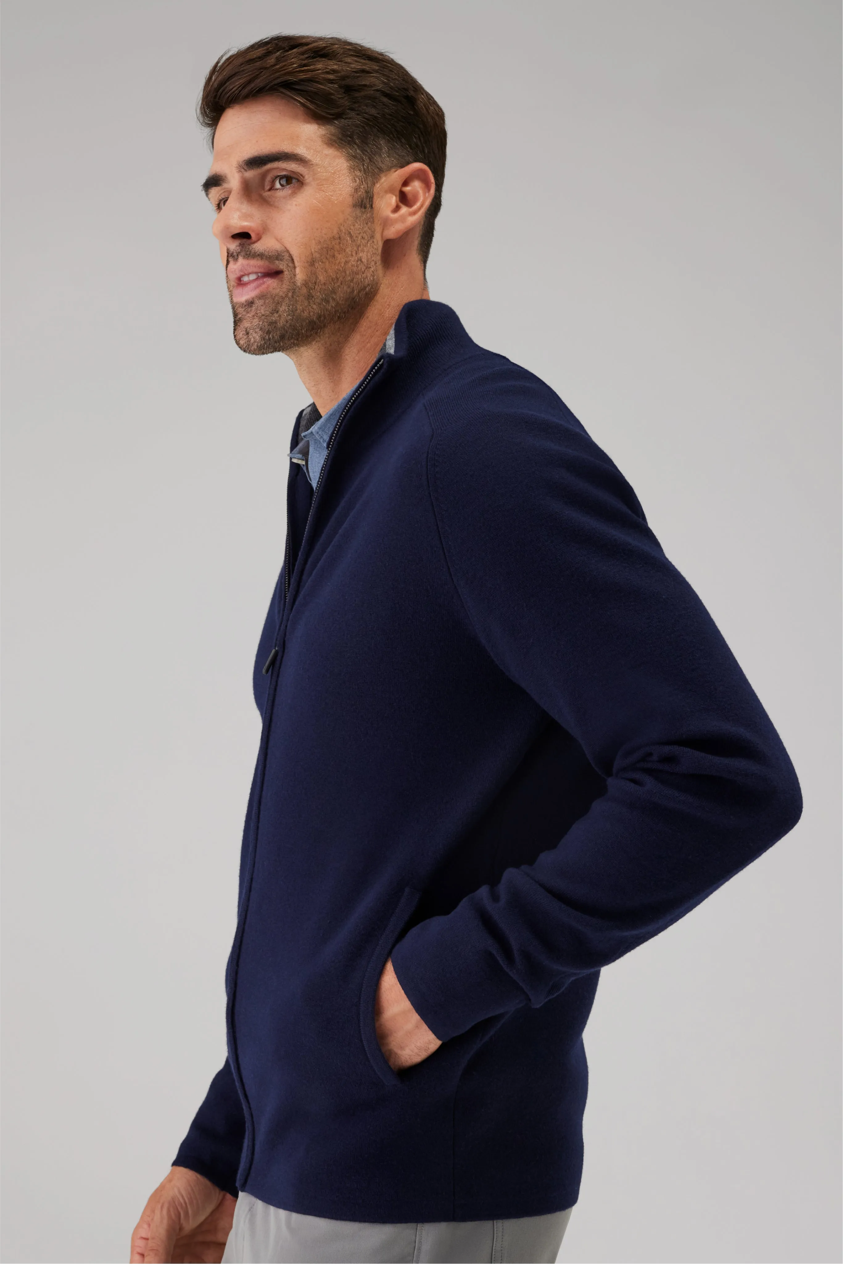 Tech Merino Full-Zip Sweater Charcoal Heather