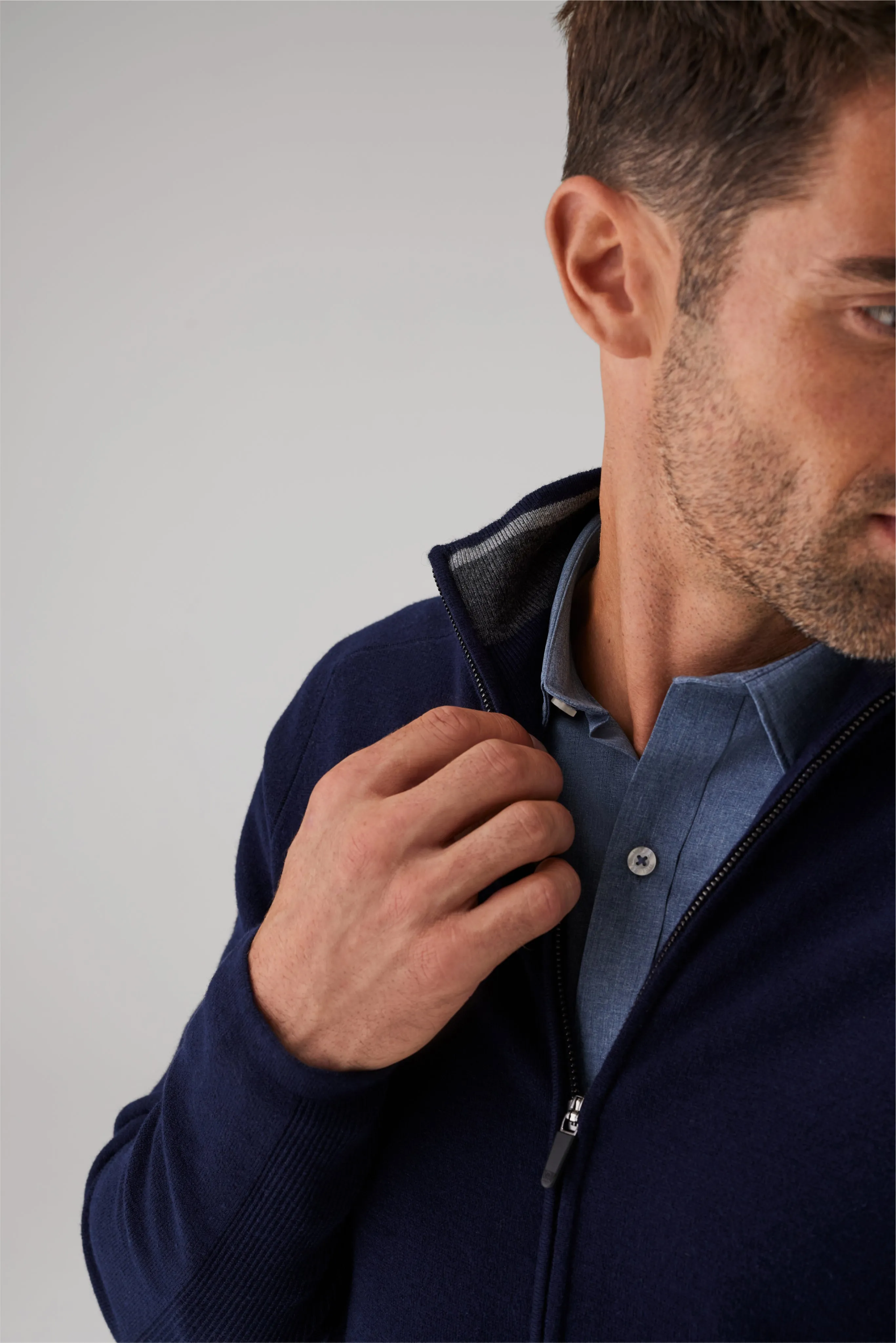 Tech Merino Full-Zip Sweater Charcoal Heather