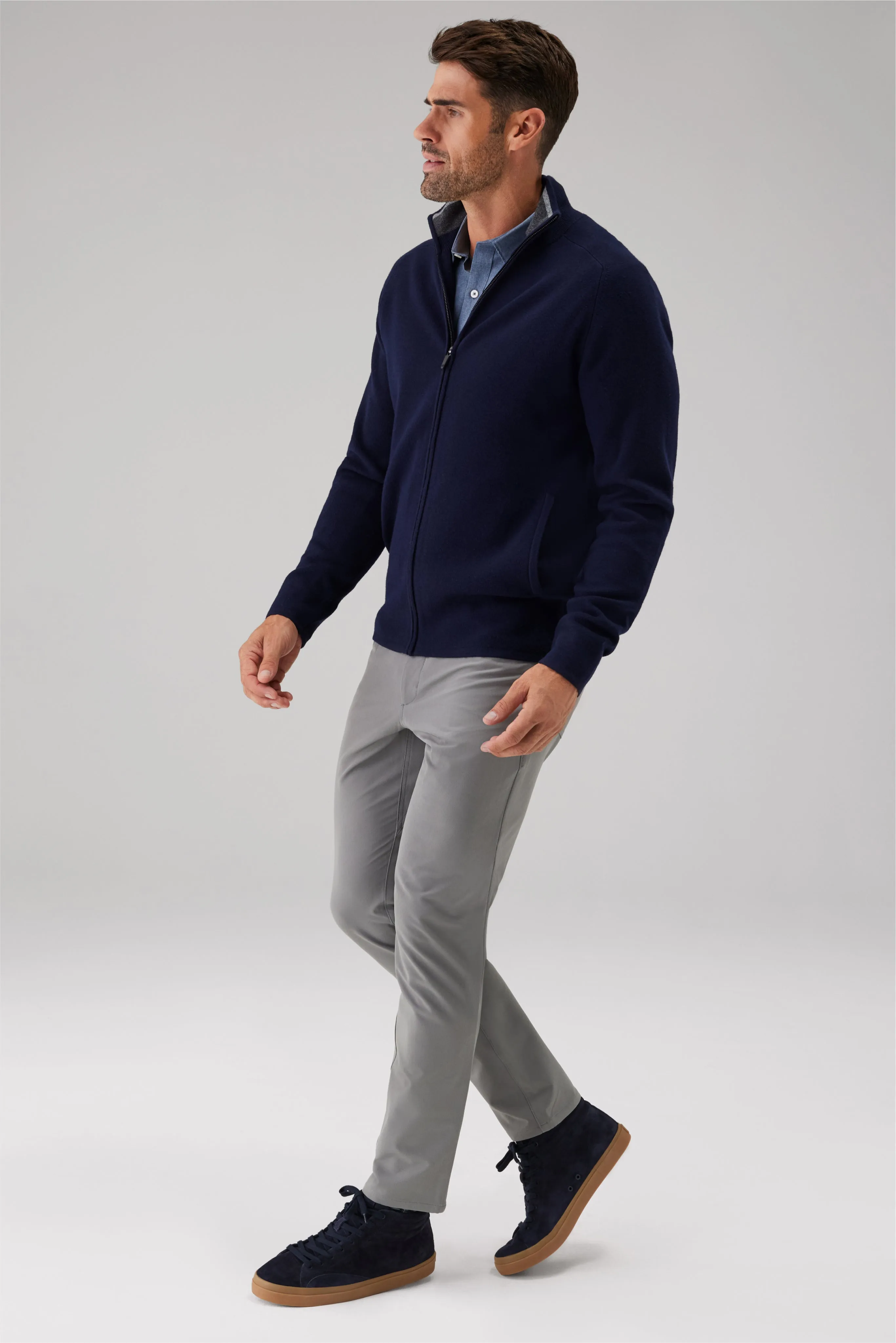 Tech Merino Full-Zip Sweater Total Eclipse Blue