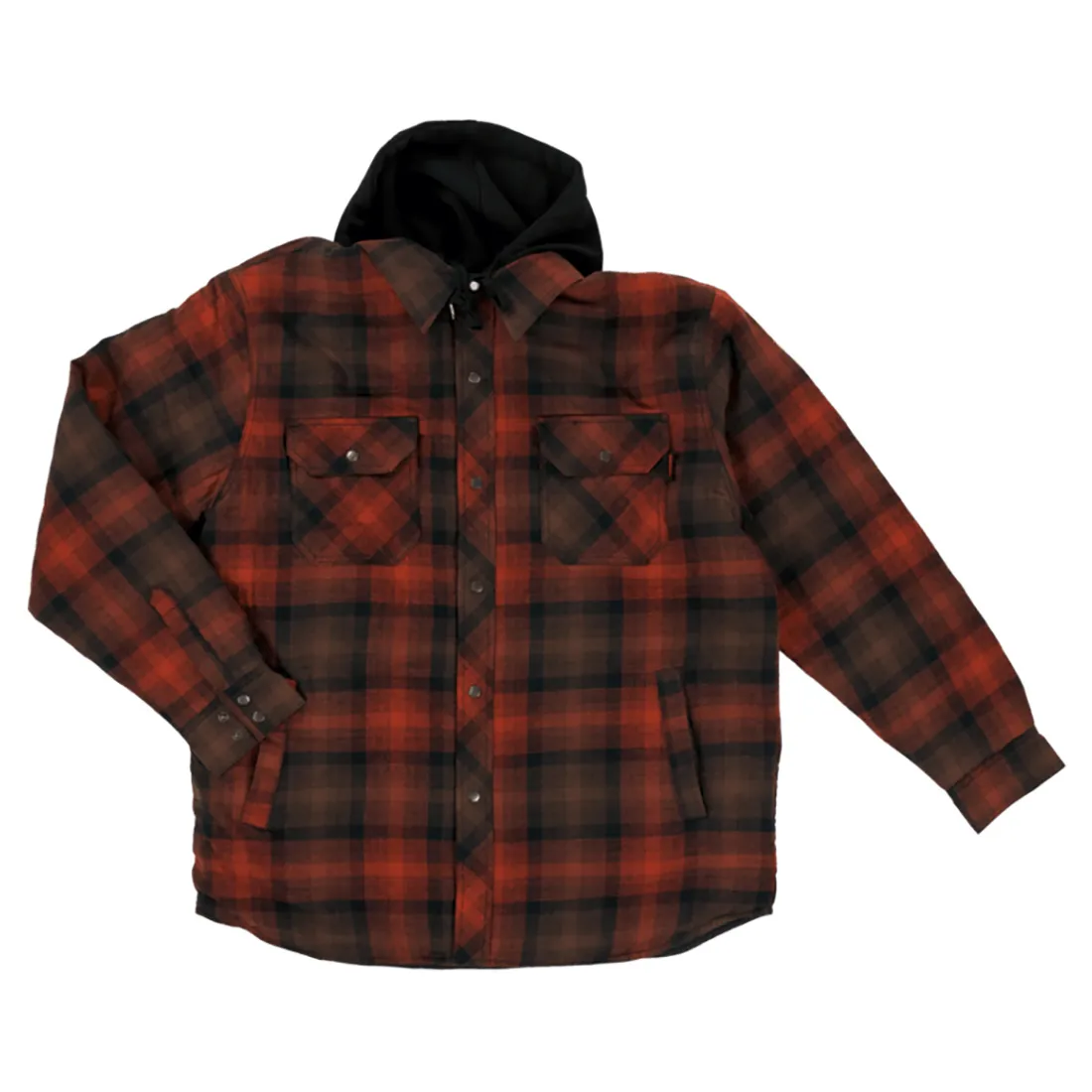 Tough Duck WS06 Quilt Lined Hooded Flannel Jac-Shirt - Red Black Plaid