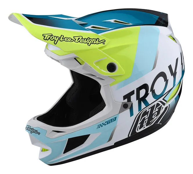 Troy Lee Designs D4 Composite Full Face Helmet - Qualifier - White-Green - 2022