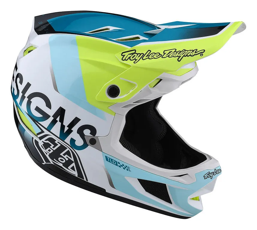 Troy Lee Designs D4 Composite Full Face Helmet - Qualifier - White-Green - 2022