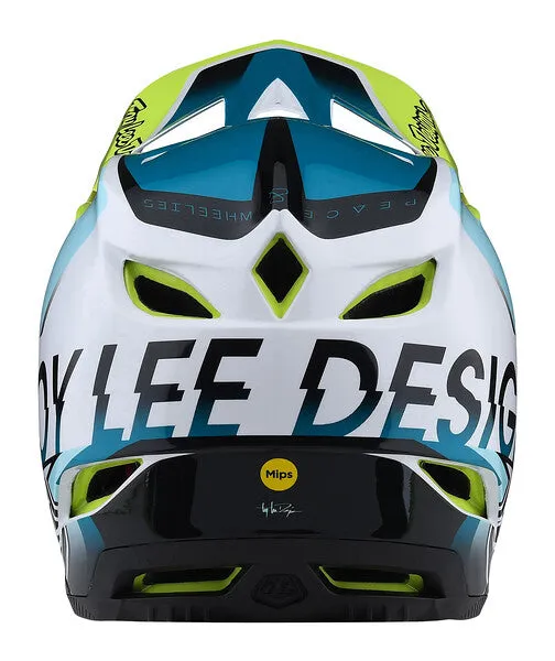 Troy Lee Designs D4 Composite Full Face Helmet - Qualifier - White-Green - 2022