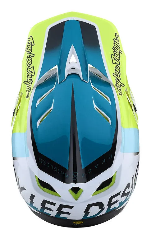 Troy Lee Designs D4 Composite Full Face Helmet - Qualifier - White-Green - 2022