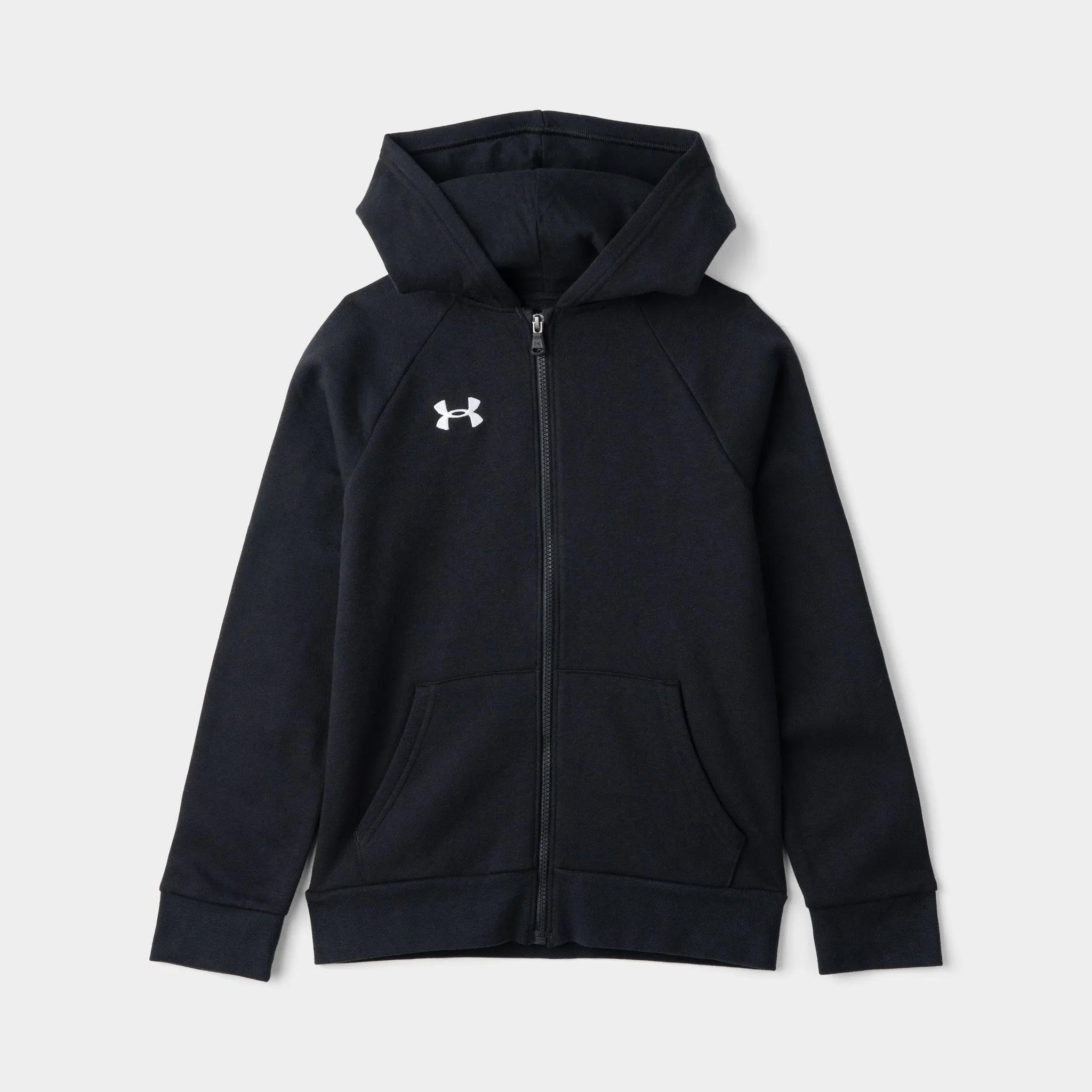 Under Armour Junior Boys' Rival Fleece Full-Zip Hoodie Black / White