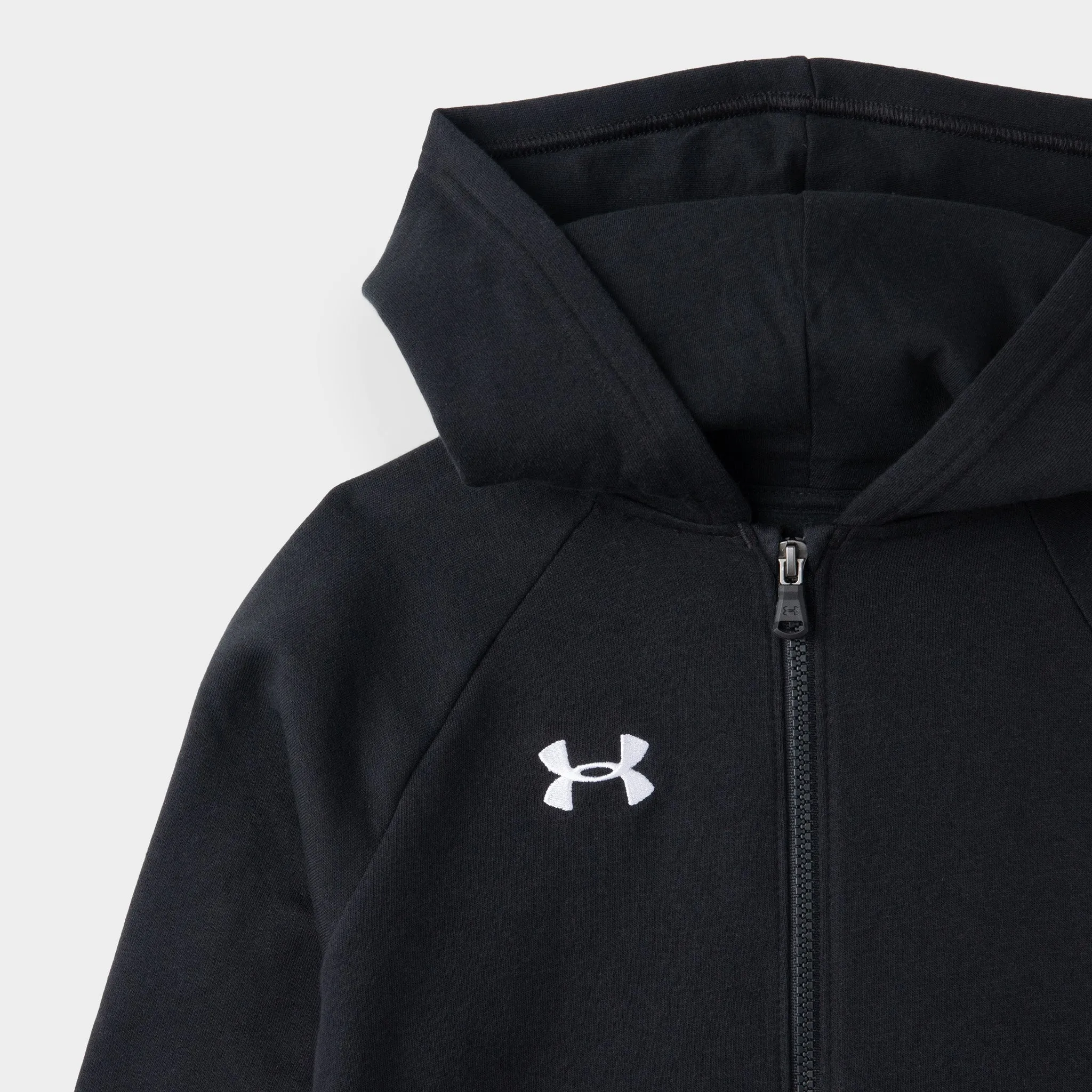 Under Armour Junior Boys' Rival Fleece Full-Zip Hoodie Black / White