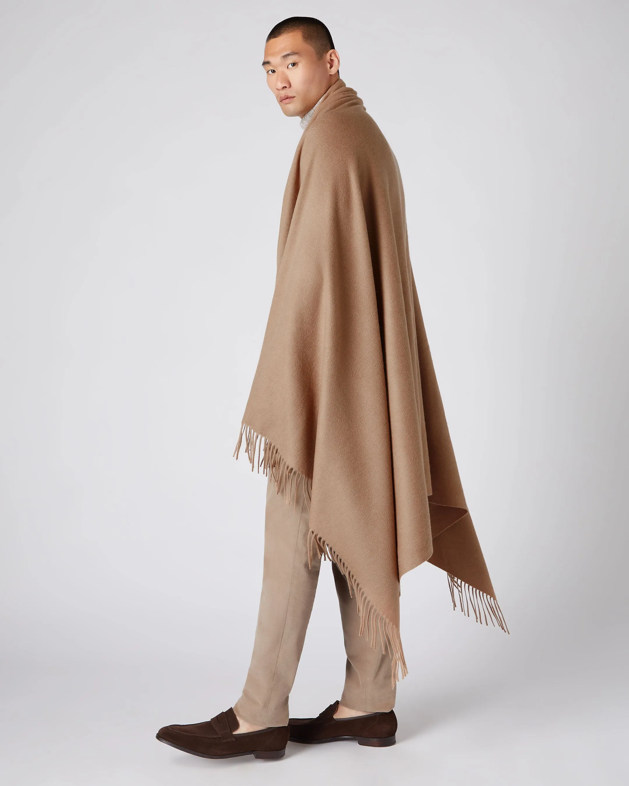 Unisex Woven Cashmere Blanket Dark Tan Brown