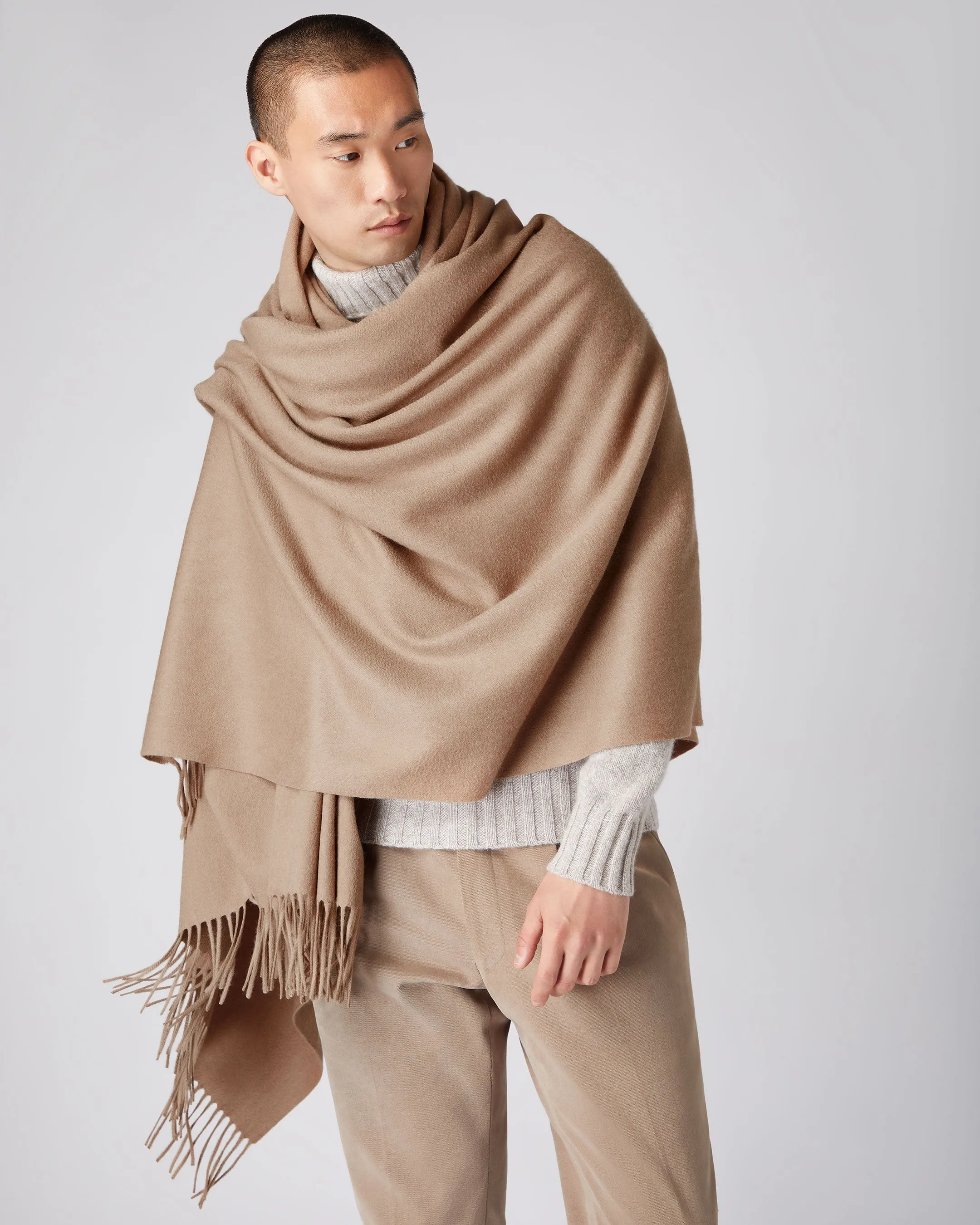 Unisex Woven Cashmere Blanket Dark Tan Brown