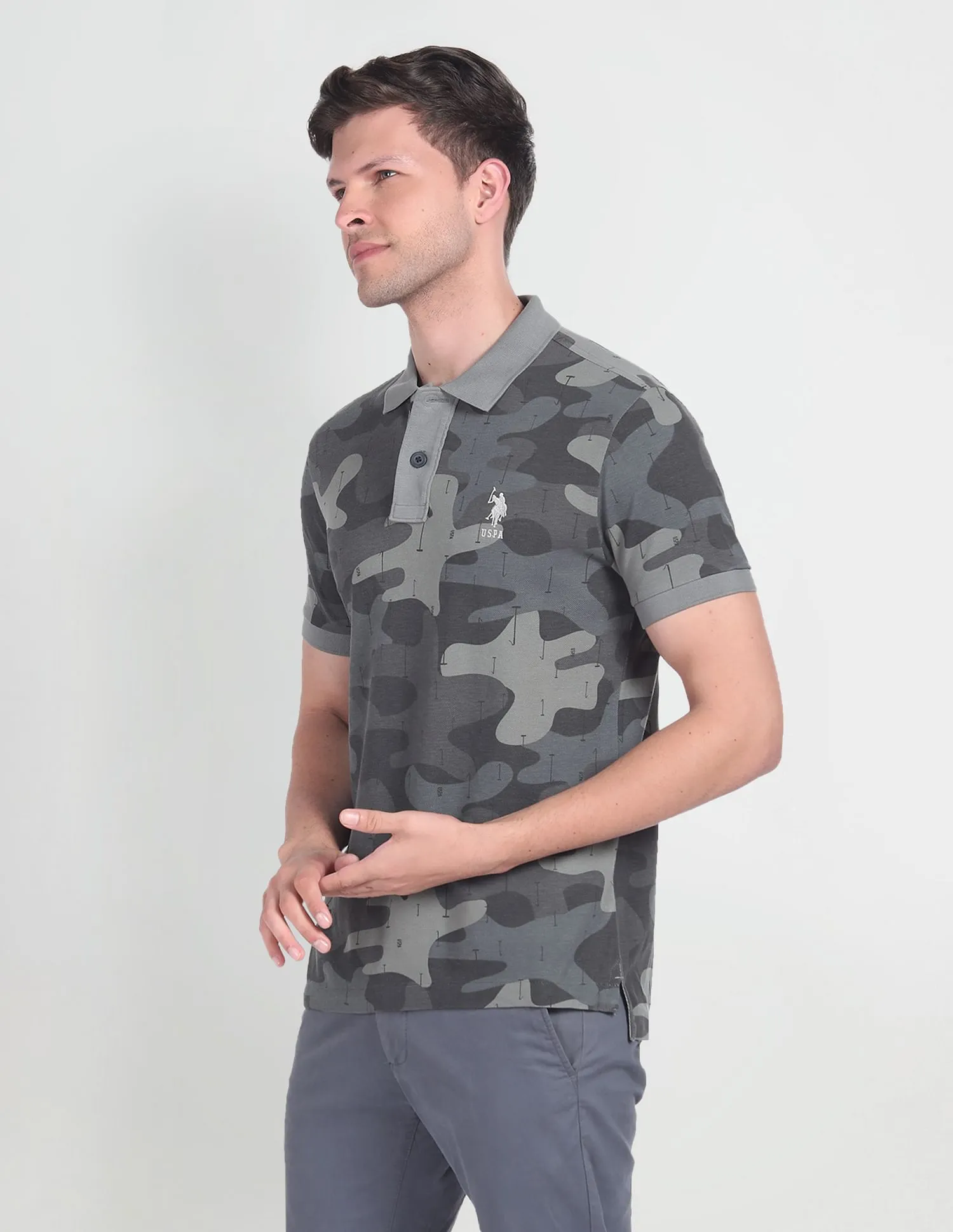 U.S. Polo Assn. Denim Co. Camouflage Print Cotton Polo Shirt