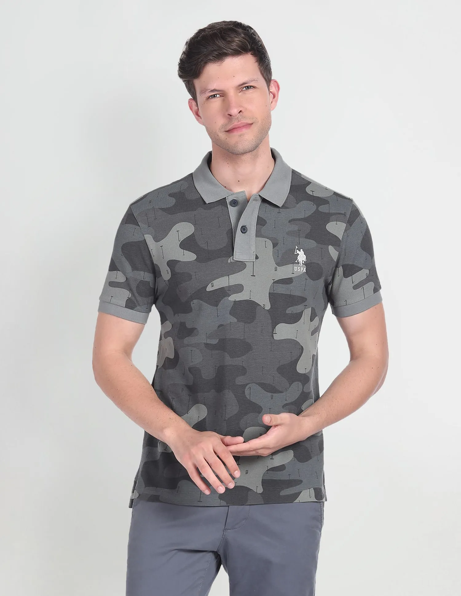 U.S. Polo Assn. Denim Co. Camouflage Print Cotton Polo Shirt