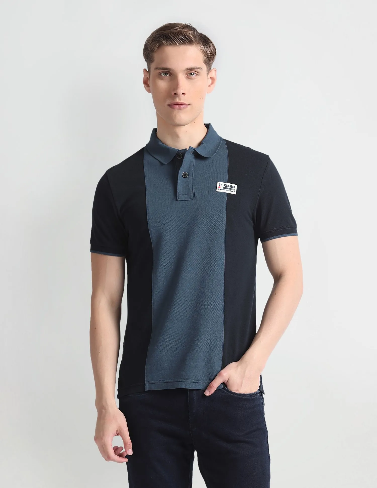 U.S. Polo Assn. Denim Co. Colour Block Muscle Fit Polo Shirt