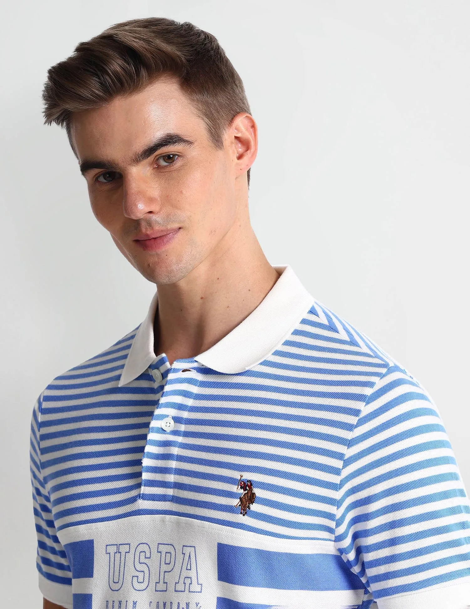 U.S. Polo Assn. Denim Co. Muscle Fit Horizontal Stripe Polo Shirt