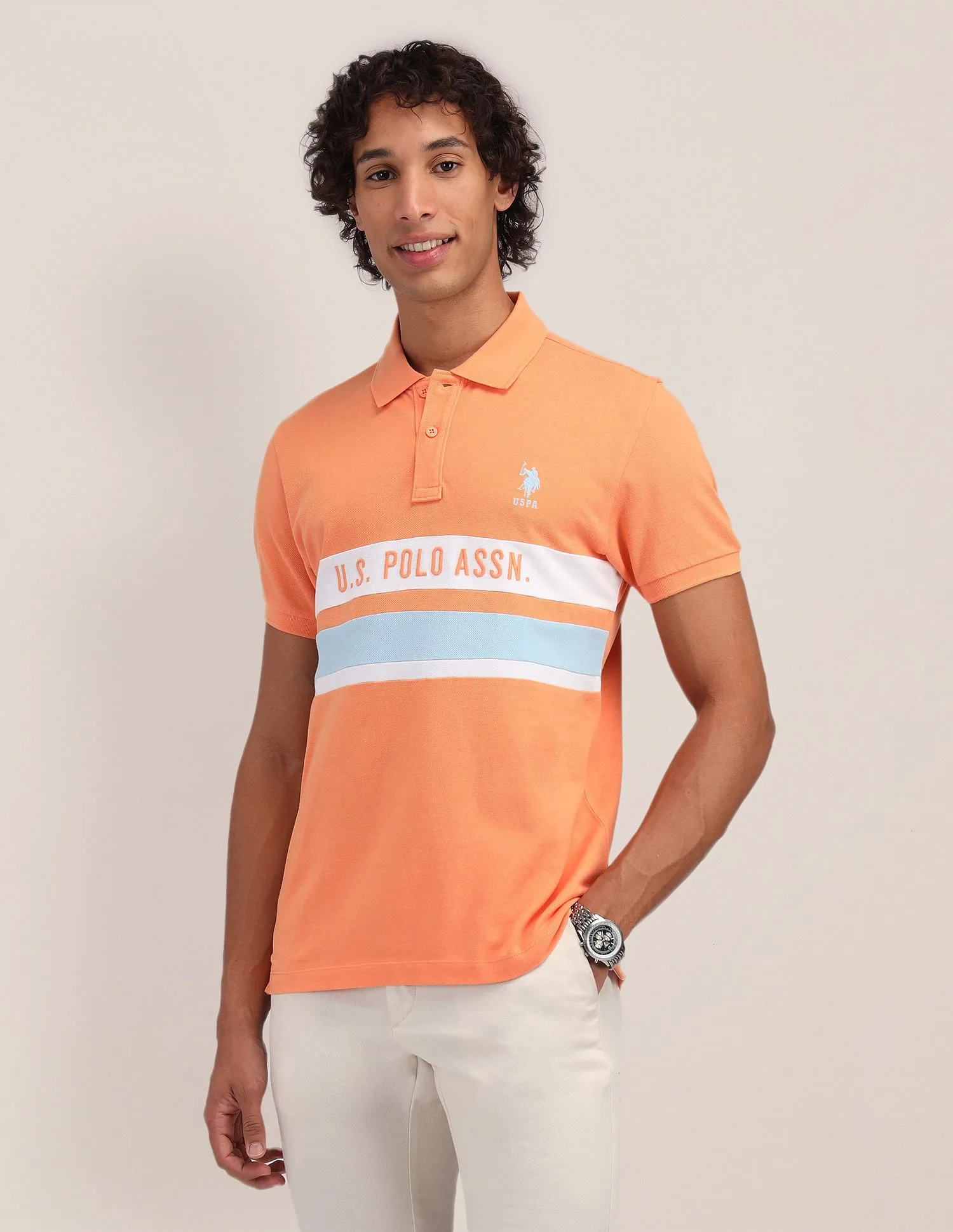 U.S. Polo Assn. Horizontal Striped Slim Fit Polo Shirt