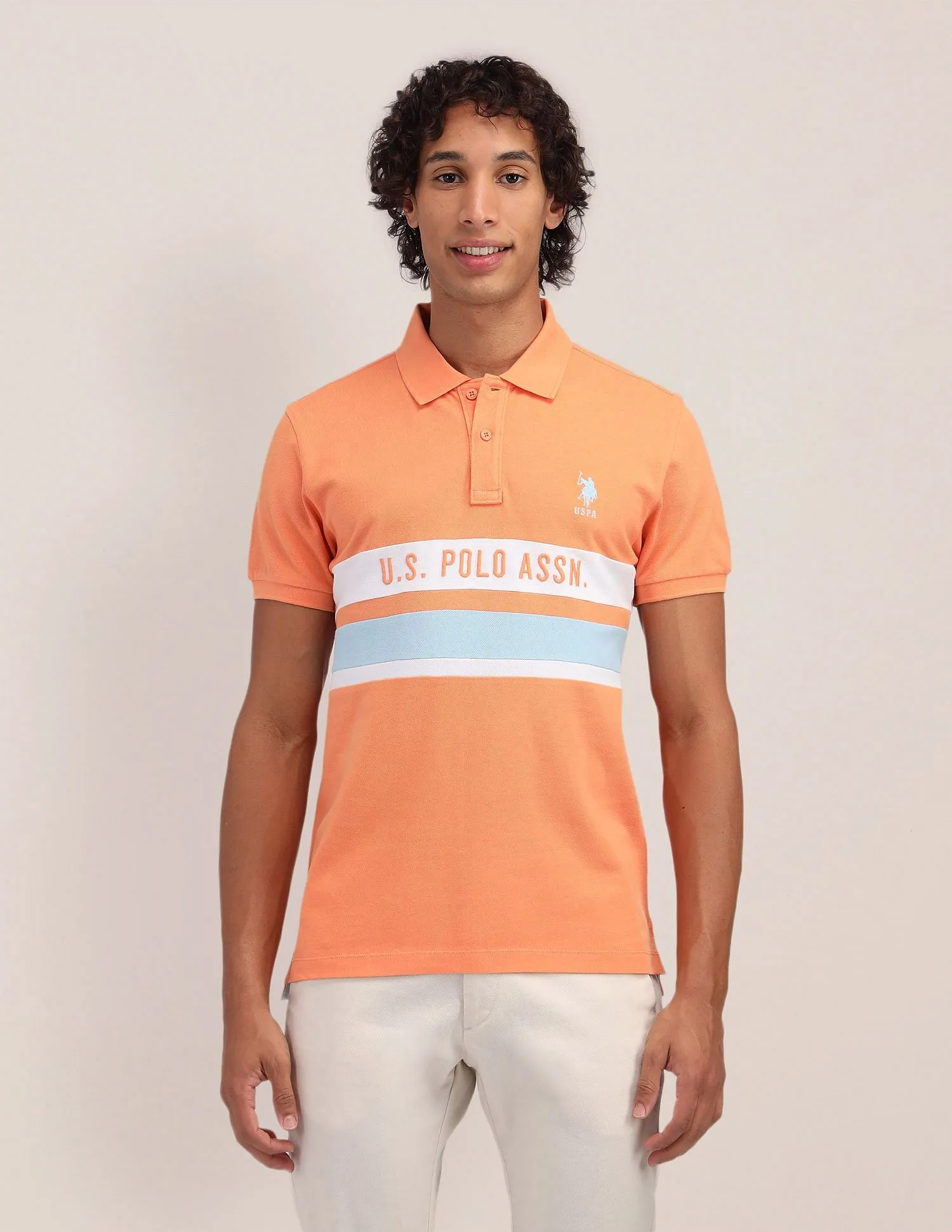 U.S. Polo Assn. Horizontal Striped Slim Fit Polo Shirt