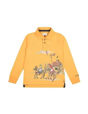 U.S. Polo Assn. Kids Boys Graphic Print Long Sleeve Polo Shirt