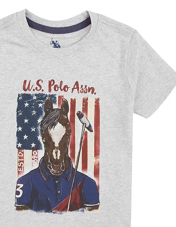 U.S. Polo Assn. Kids Boys Polo Horse Print Cotton T-Shirt