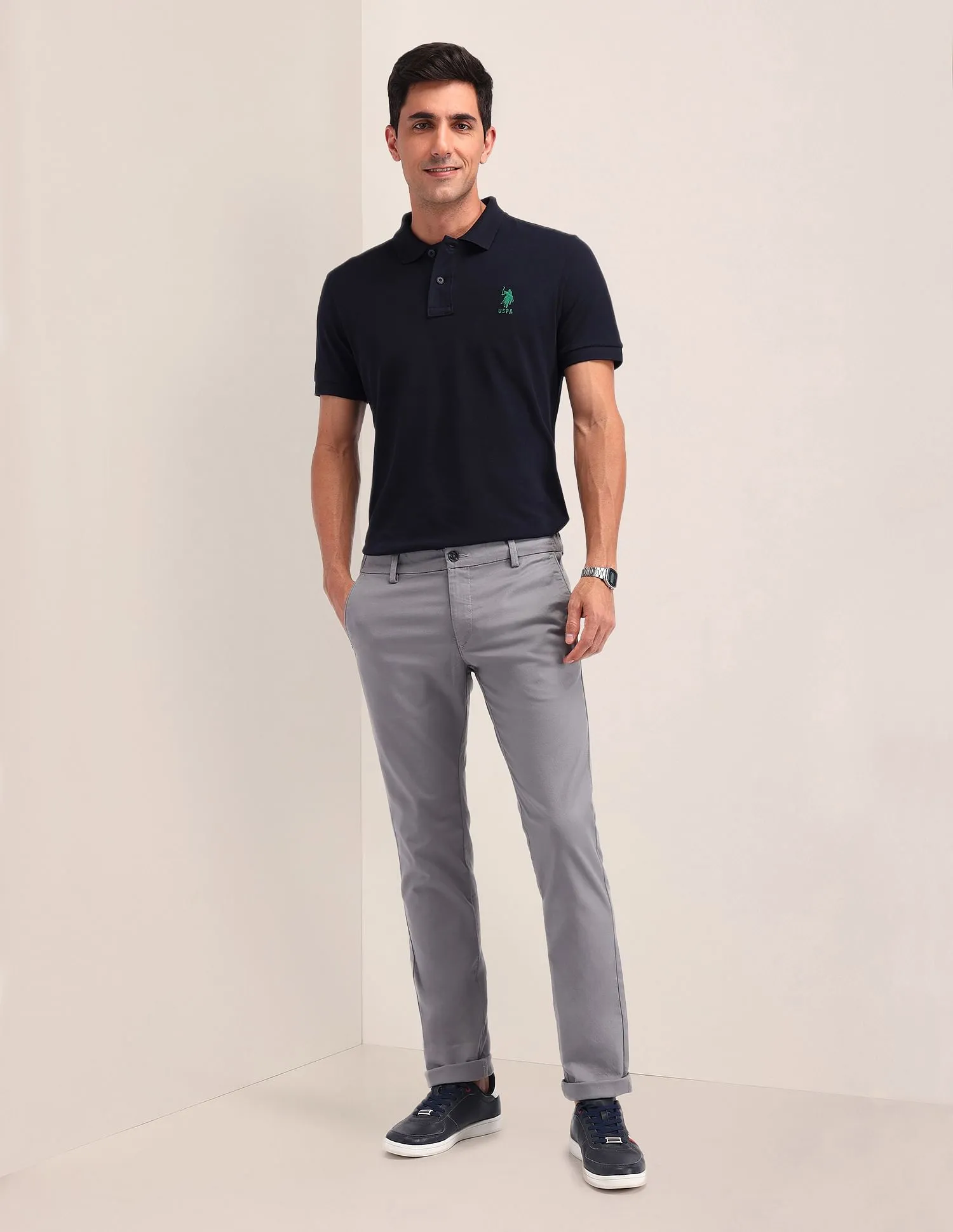 U.S. Polo Assn. Solid Cotton Slim Fit Polo Shirt