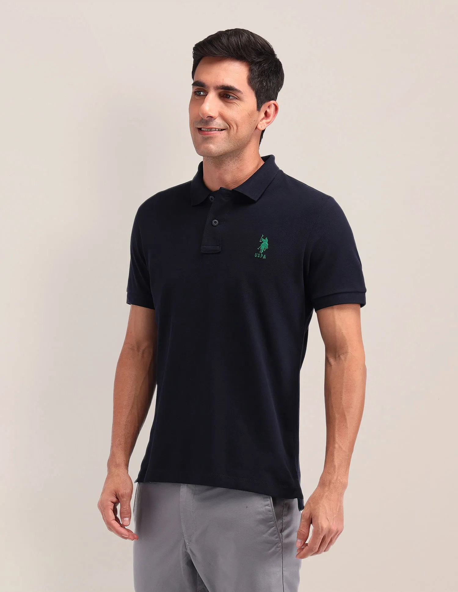 U.S. Polo Assn. Solid Cotton Slim Fit Polo Shirt