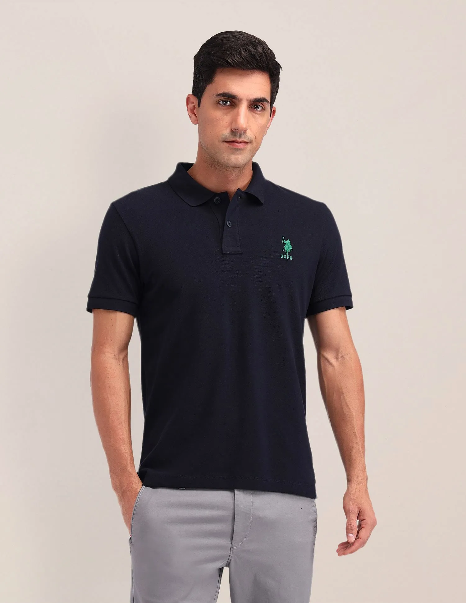 U.S. Polo Assn. Solid Cotton Slim Fit Polo Shirt