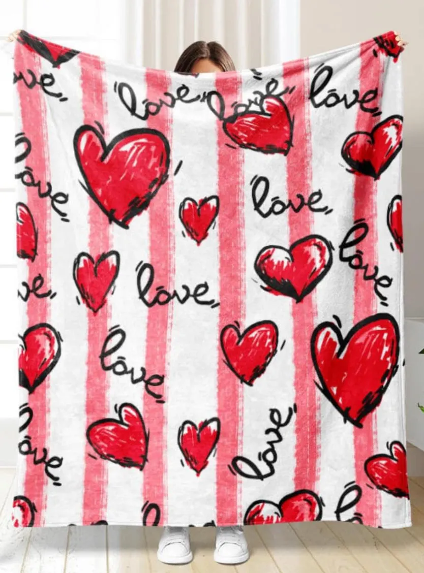 Valentine Blanket - Striped Hearts