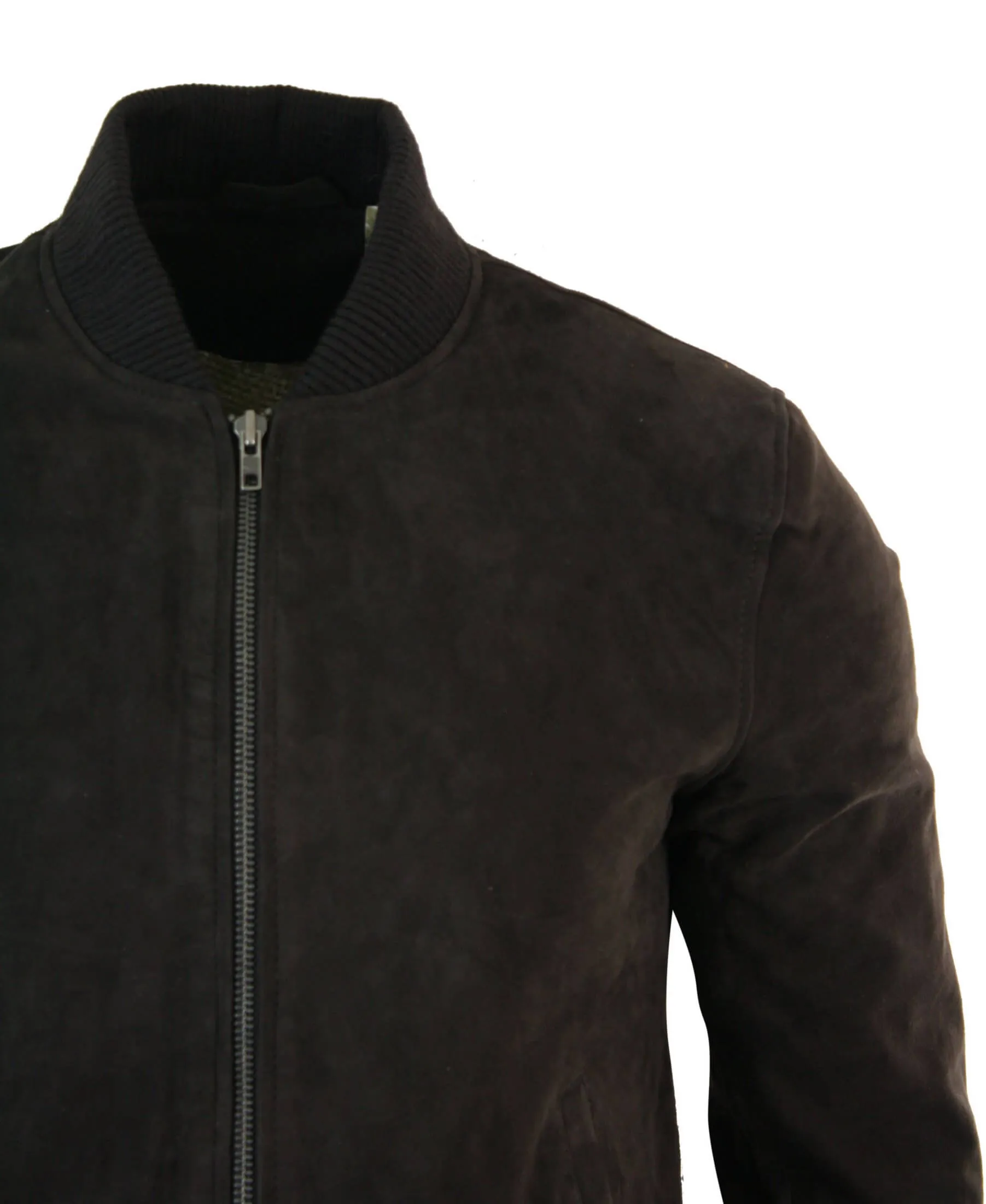 Varsity Mens Real Suede Leather Bomber College Jacket Classic Retro Vintage - Brown