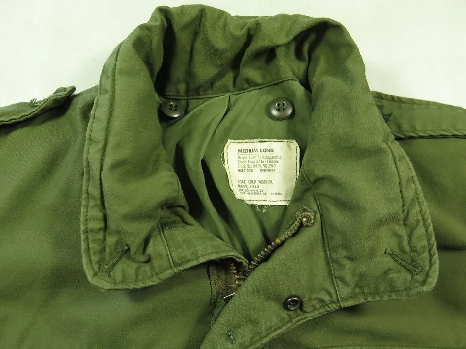 Vintage 70s Alpha Industries M-65 Field Jacket Mens M Long Vietnam USA Military