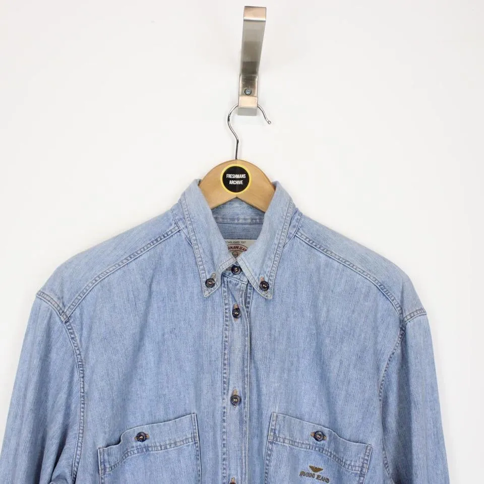 Vintage Armani Jeans Denim Shirt Large