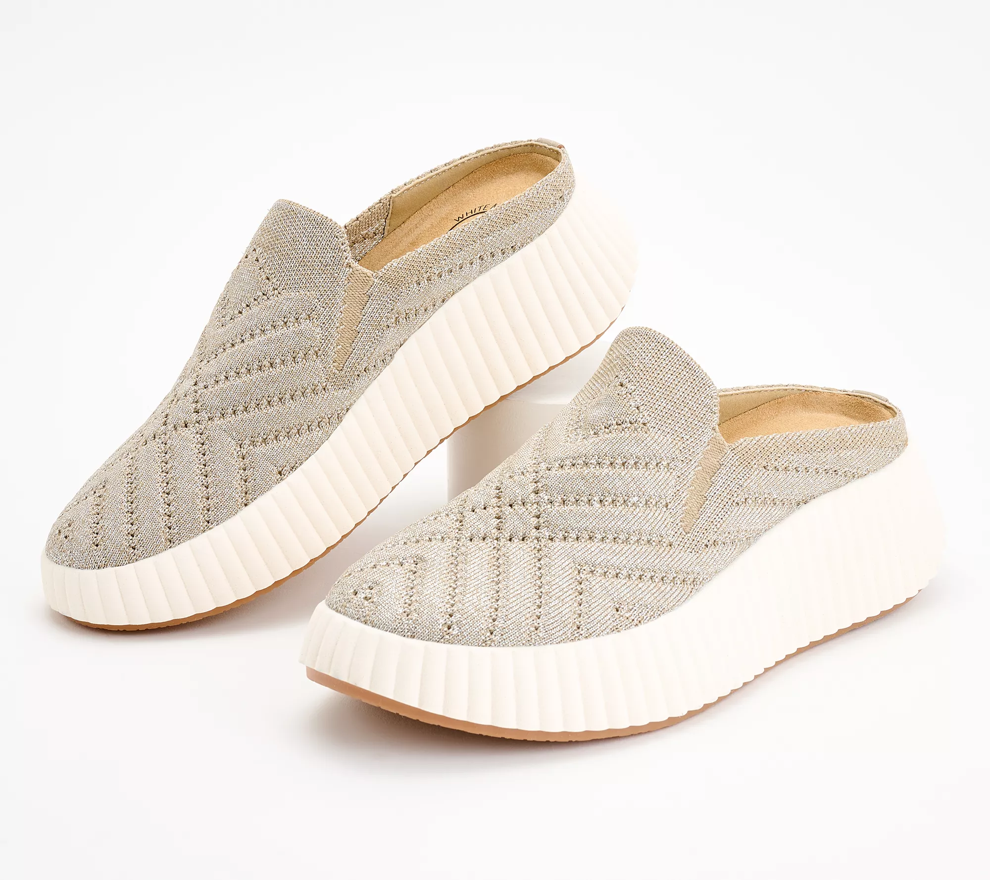 White Mountain Knit Slip-On Mules- Dystant