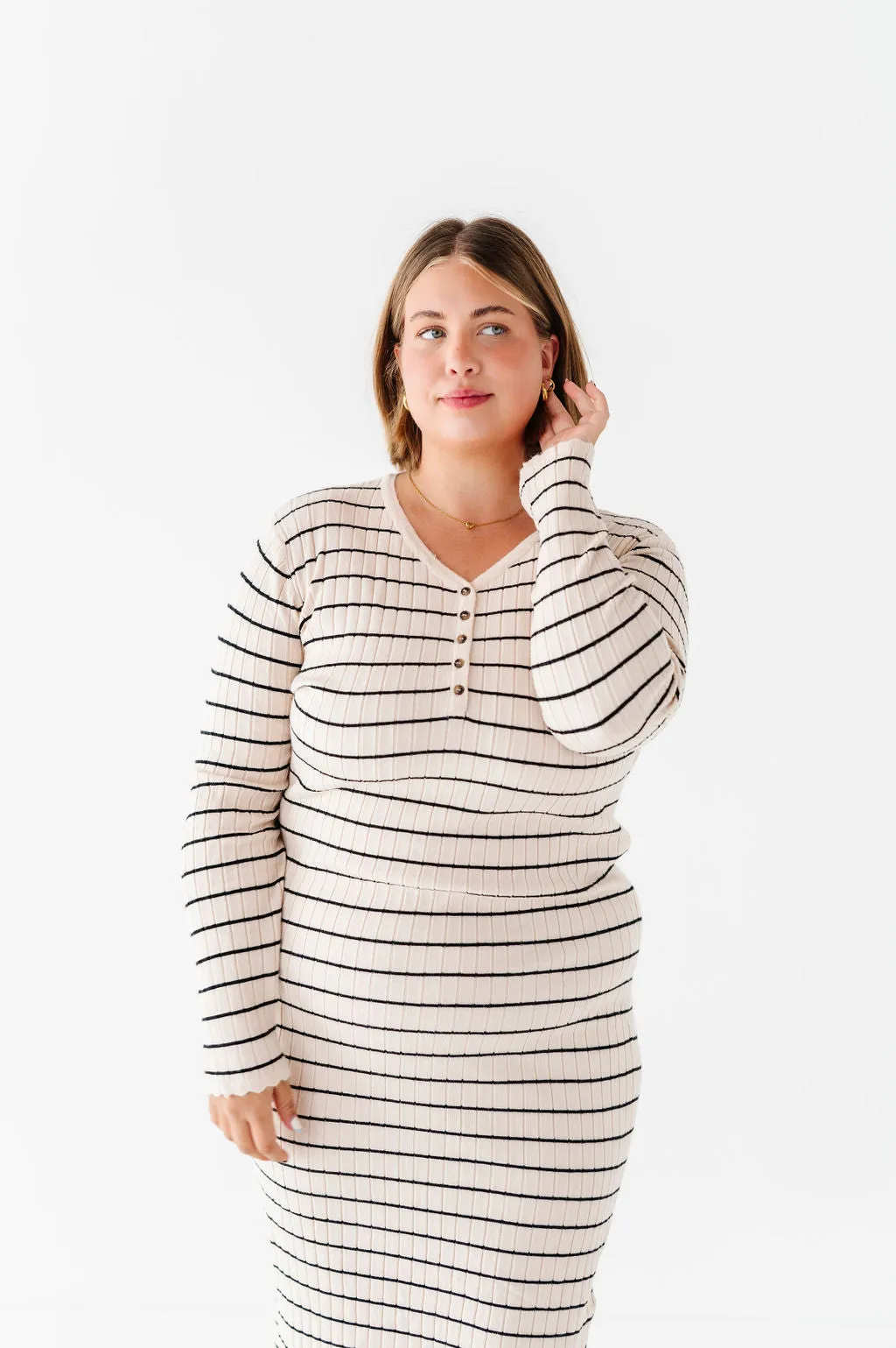 Willow Stripe Sweater Dress in Oatmeal