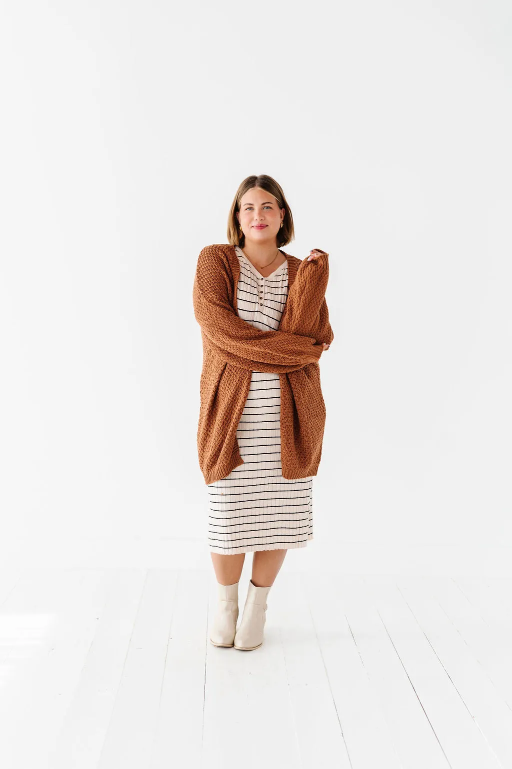 Willow Stripe Sweater Dress in Oatmeal