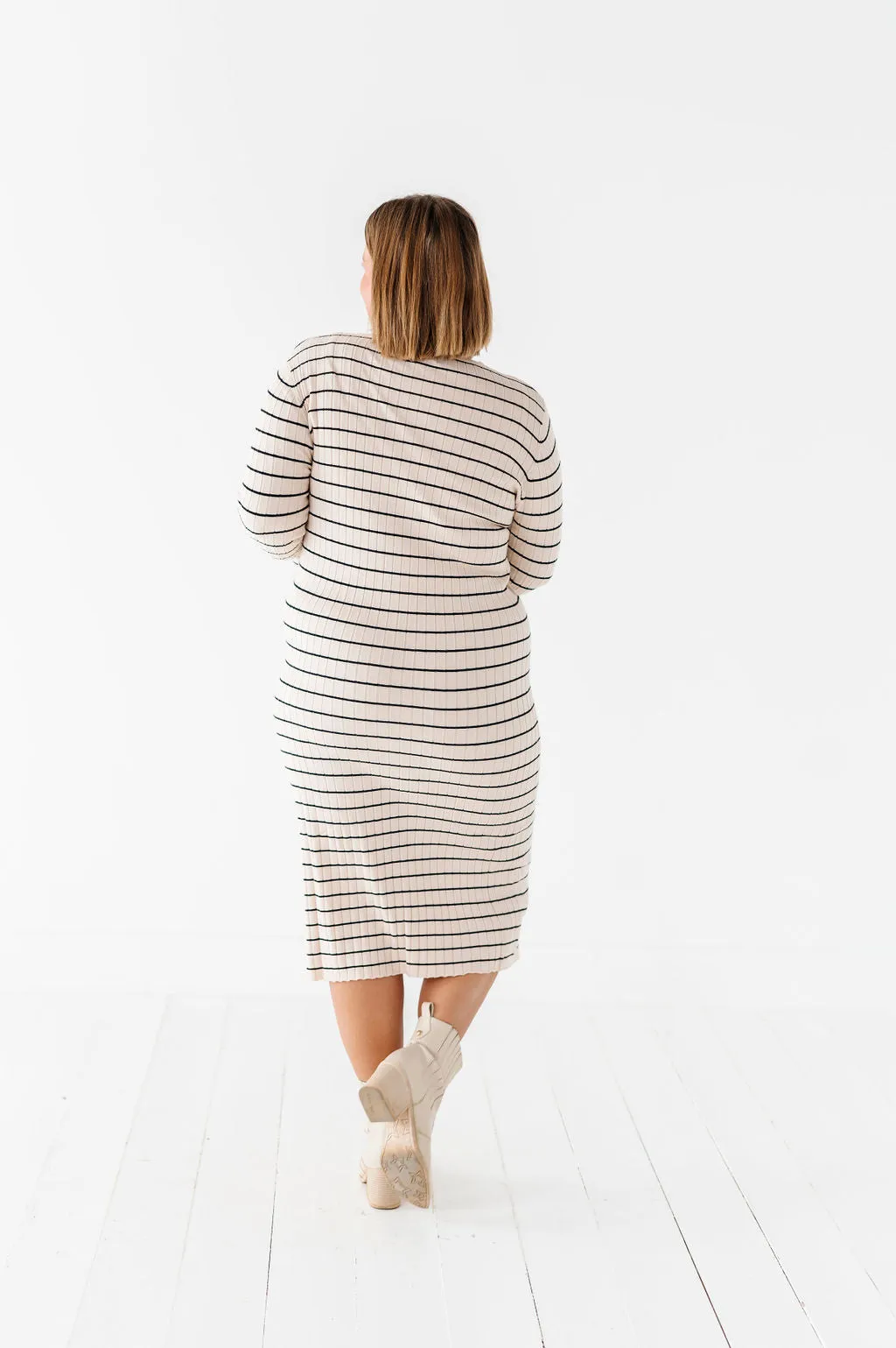 Willow Stripe Sweater Dress in Oatmeal