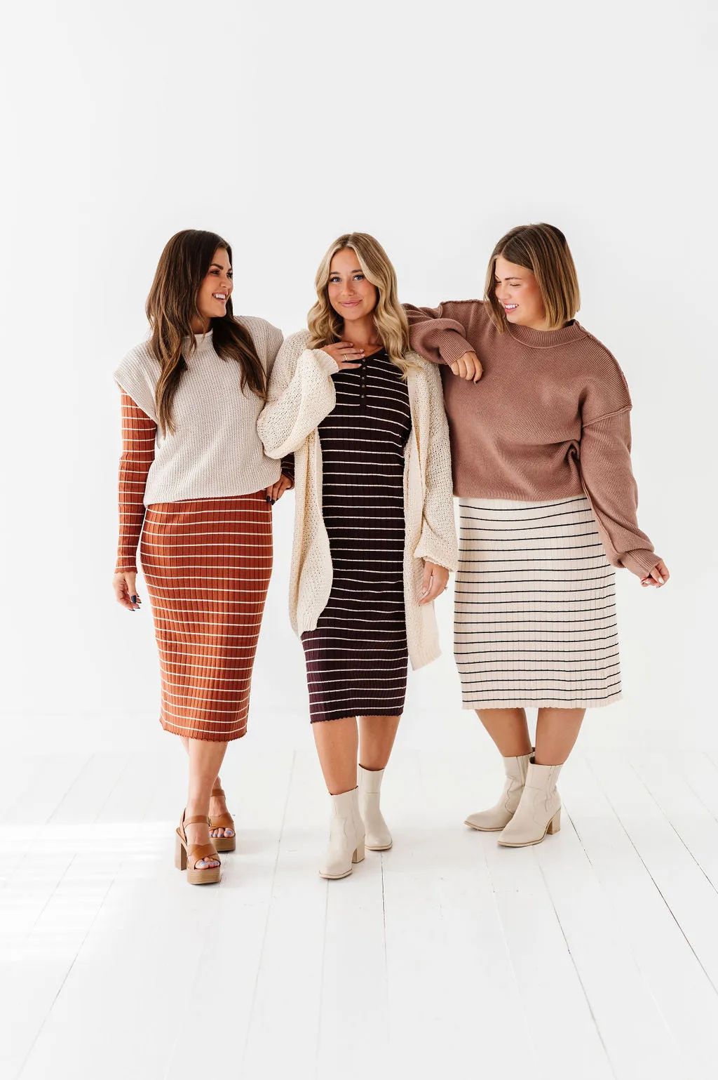 Willow Stripe Sweater Dress in Oatmeal