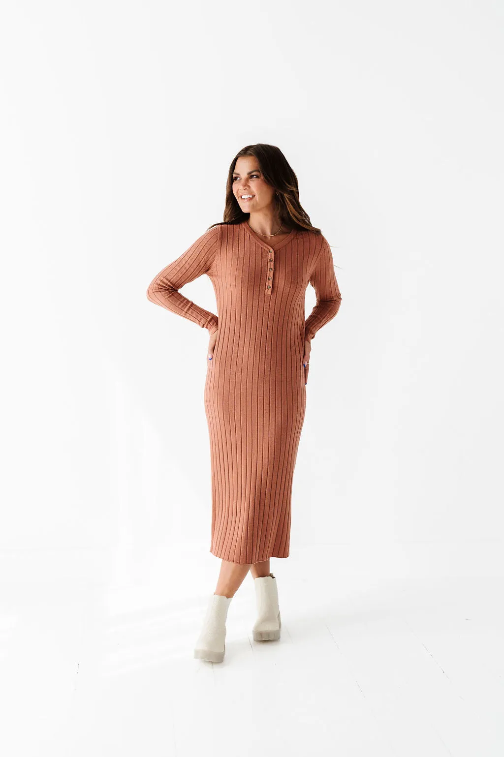 Willow Sweater Dress in Adobe