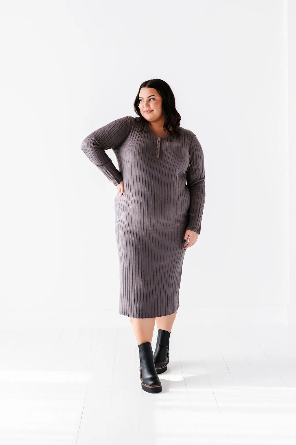 Willow Sweater Dress in Charcoal