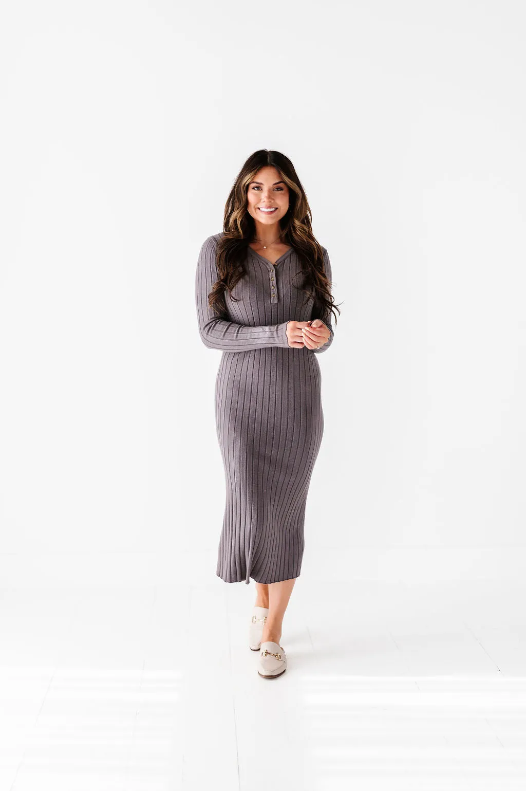 Willow Sweater Dress in Charcoal