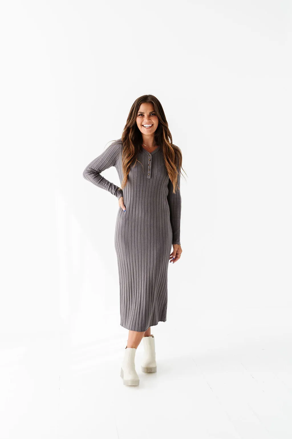 Willow Sweater Dress in Charcoal