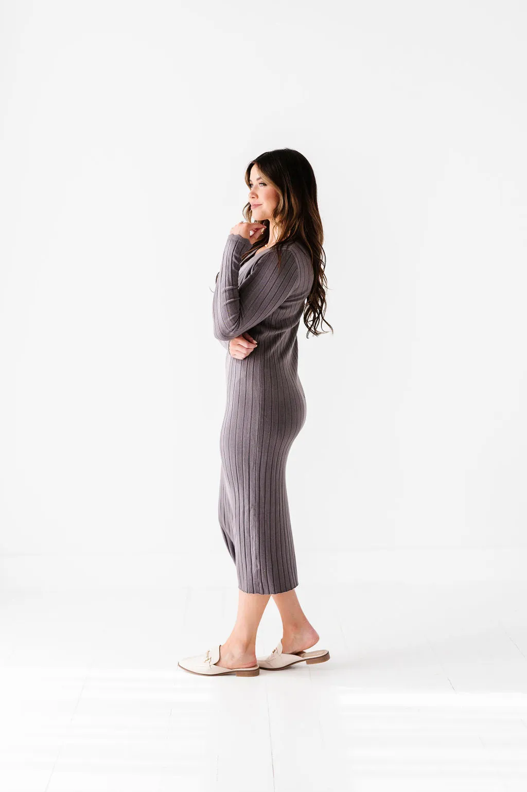 Willow Sweater Dress in Charcoal