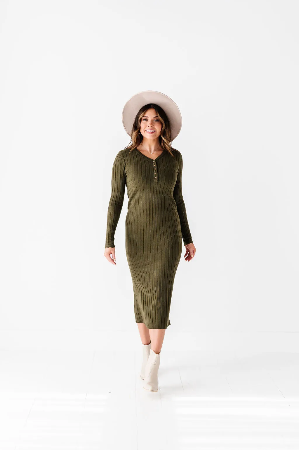 Willow Sweater Dress in Olive - Size X-Large & 1X Left