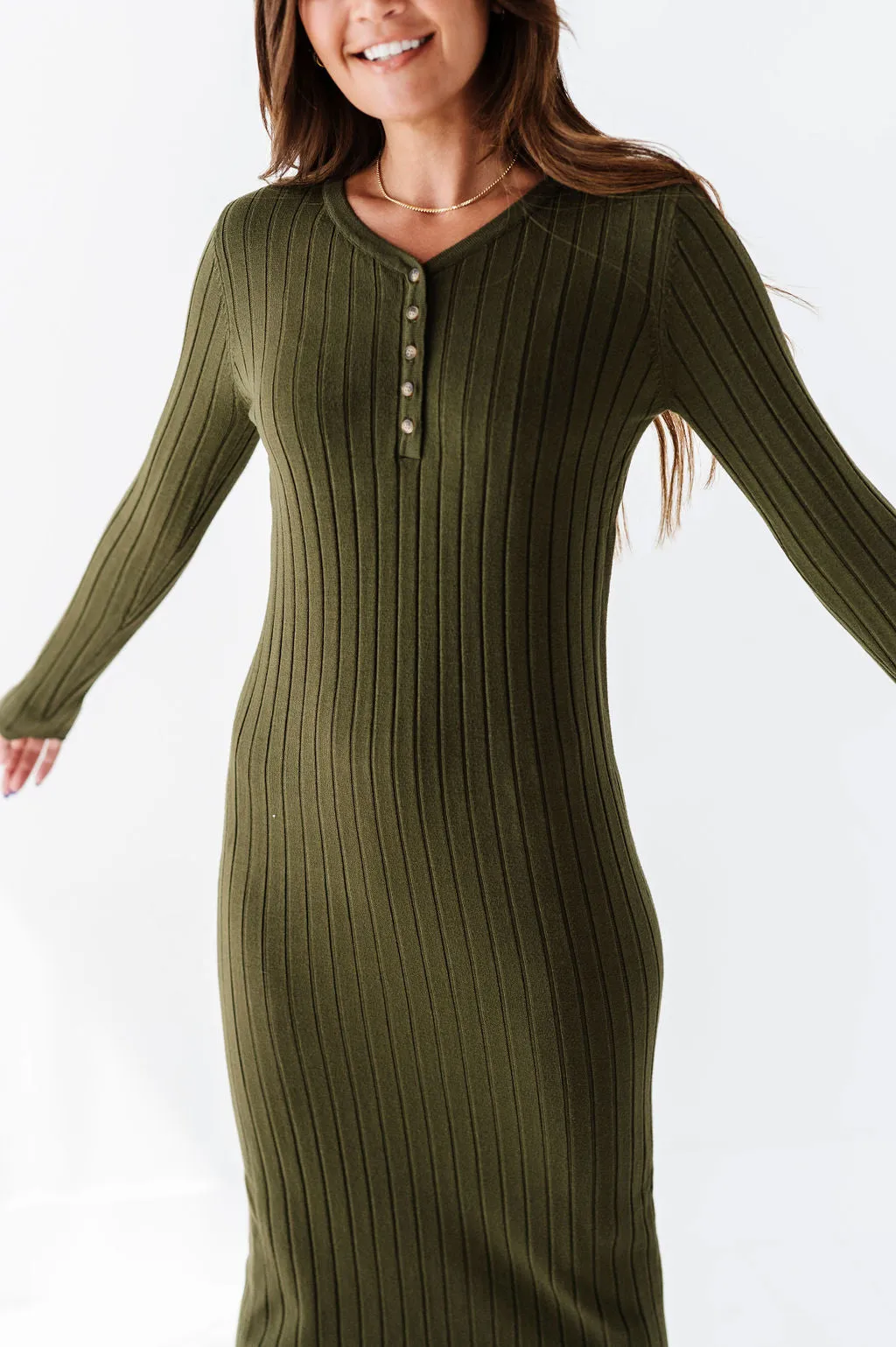 Willow Sweater Dress in Olive - Size X-Large & 1X Left