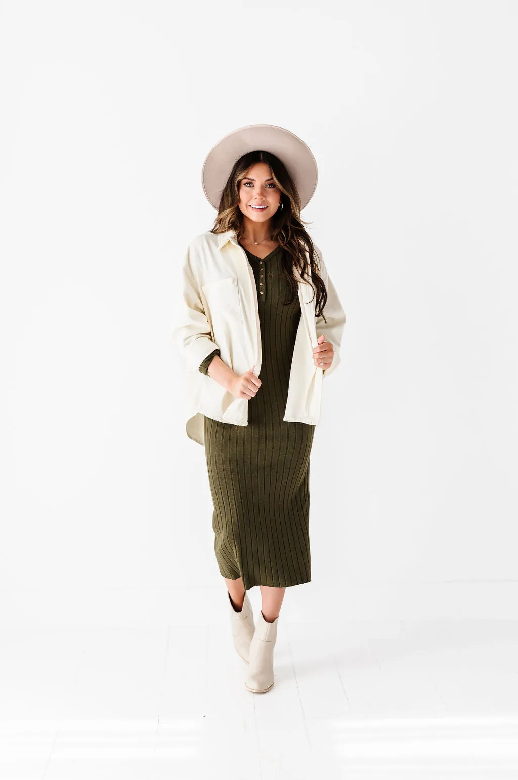 Willow Sweater Dress in Olive - Size X-Large & 1X Left